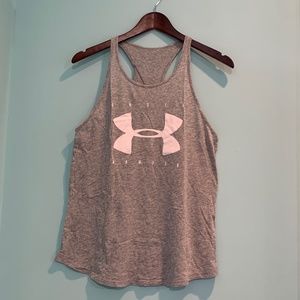 Under Armour Grey Logo Tank Top with Keyhole Razorback